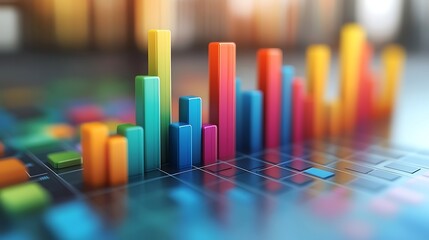 Modern 3D chart on clean white background showcasing business growth trends
