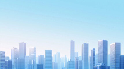 Fototapeta premium Modern City Skyline with CBD Office Buildings - Drone View and Clear Blue Sky