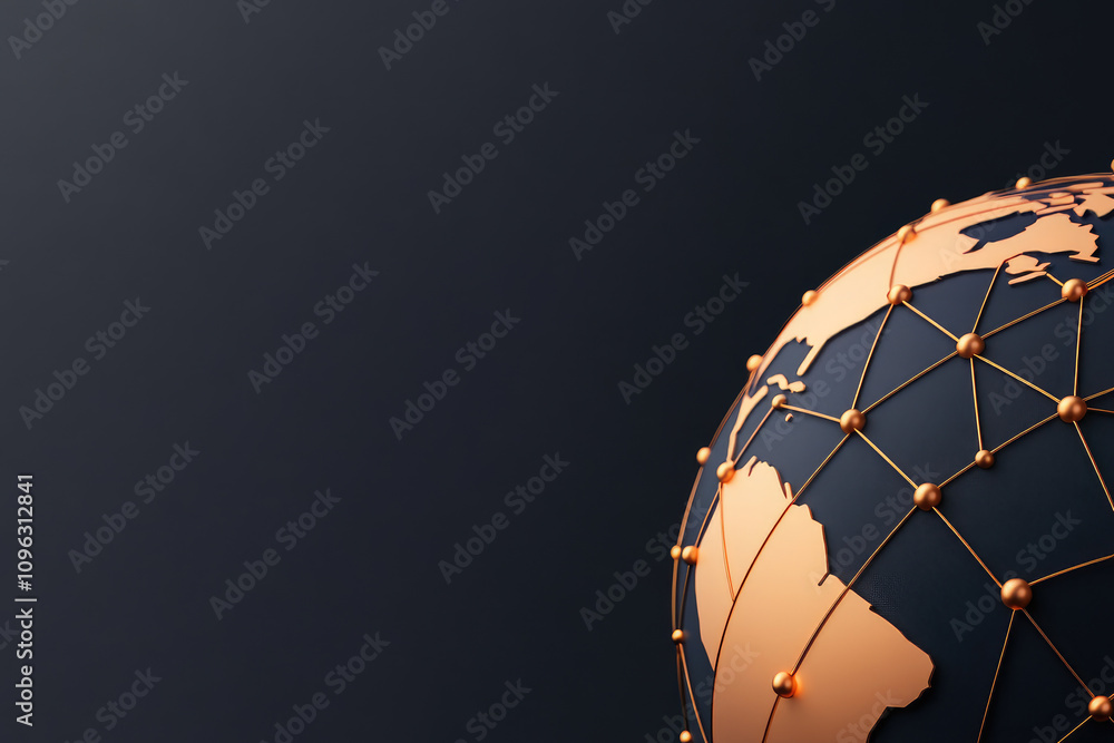 Poster global connectivity sphere, a vibrant depiction of interconnected devices symbolizing the internet a