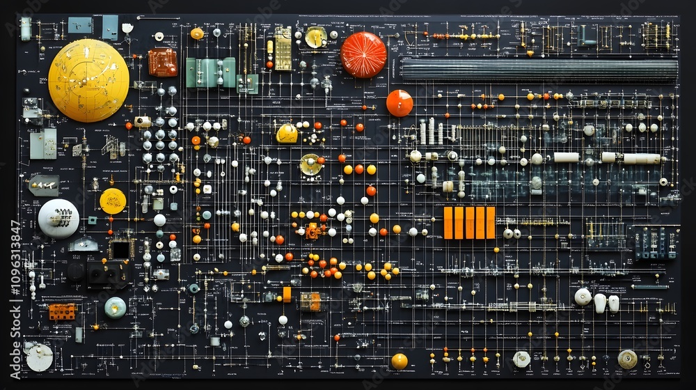 Aufkleber the periodic table with detailed atomic structures of selected elements