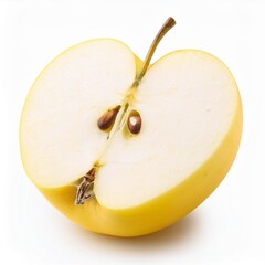 fresh yellow apple half isolated on white background with clipping path