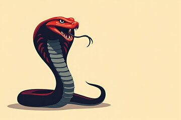 Fototapeta premium Dramatic Stylized Cobra Illustration in Dark Tones with Fiery Accents