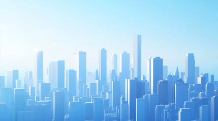 Modern Skyline with High-Rise Office Buildings under Blue Sky