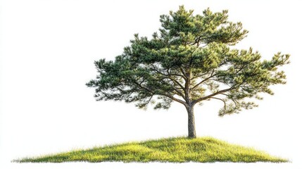 Fototapeta premium Majestic Pine Tree on a Grassy Mound