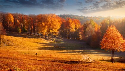 Fototapeta premium autumn forest beautiful rural scenery