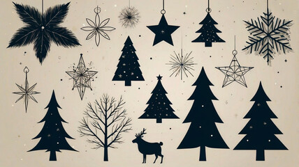 Obraz premium set of christmas trees