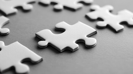 Obraz premium A close-up view of white puzzle pieces on a gray background.