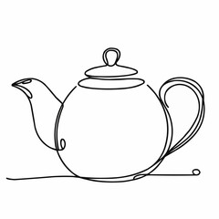 Fototapeta premium Minimalist Line Drawing of a Teapot