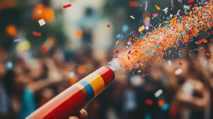 Colorful Confetti Cannon Celebration in Focus