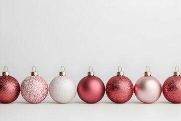Colorful Christmas Ornaments on a White Background