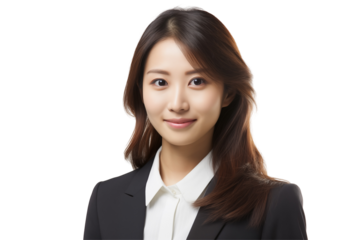 Smiling asian businesswomen in suit on transparent background. Women in work clothes. Rich women. Business boss. Boss of a start-up. Asian women. Chinese women. Japanese women. Smiling asian business
