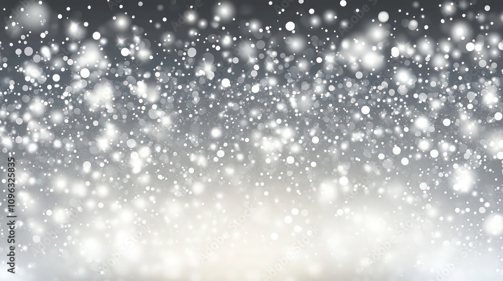 Poster abstract silver sparkle backdrop with defocused lights and a gradient transition from bright silver 