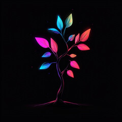 Illustration of a bright and shiny tree with futuristic style