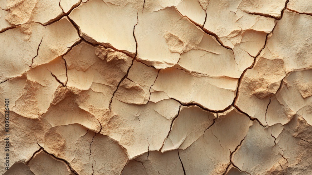 Poster an abstract representation of dehydrated skin with intricate cracks and uneven surface, blending ton