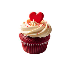 Red velvet cup cake valentines day on transparent background