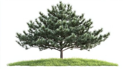 Majestic Pine Tree on a Grassy Mound