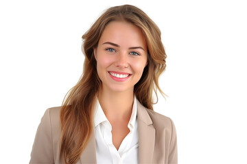 Smiling white business women in suits on transparent background. Women in business attire. Rich women. Business manager. Startup boss. European women. White woman. American woman. Isolated image. Png.
