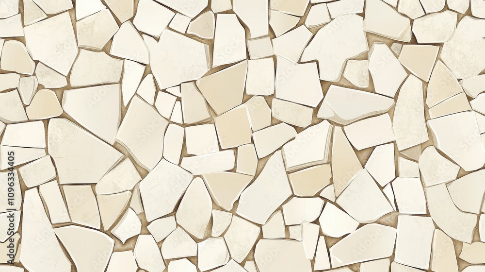 Poster abstract texture featuring an arrangement of beige and cream broken tiles, creating a sophisticated 
