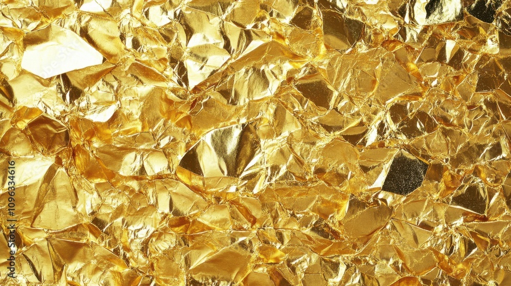 Poster a shimmering background of crumpled golden foil, creating a luxurious and opulent texture for variou