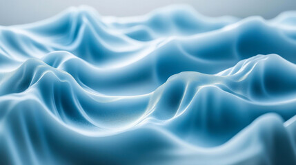 Fototapeta premium Soft waves of blue fabric create a tranquil flow, capturing movement and texture in an abstract design, perfect for calming decor