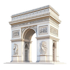 Fototapeta premium 3D front view illustration of the Arc de Triomphe monument isolated on a white transparent background