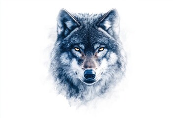 Fototapeta premium Wolf tattoo with artistic design and realistic coloring
