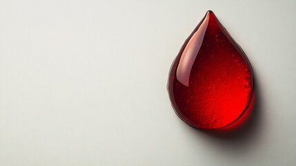 Fototapeta premium A single red glass droplet on a white background.