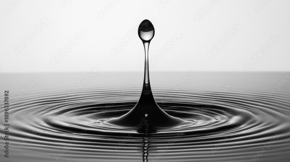 Poster a single water drop falls into a pool of water, creating ripples and a splash.
