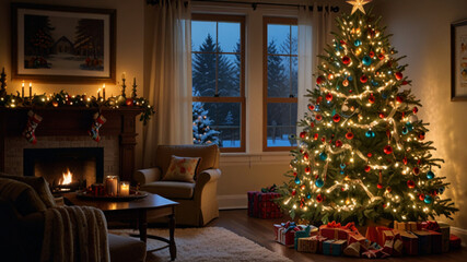christmas tree with presents.