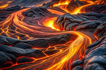 Lava flow with detailed patterns and textures