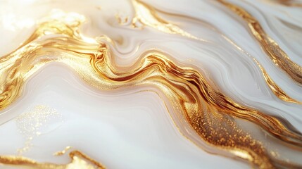Fototapeta premium A mesmerizing illustration of honey-like liquid ripples, with flowing golden textures on a white canvas.