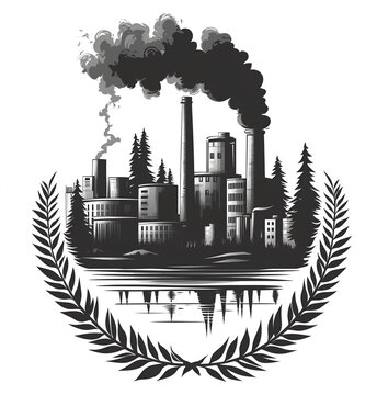 recommend clip art: Smoke from the factory, vector illustration, white background
