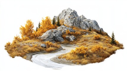 Autumn Mountain Landscape with Creek