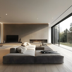 Minimalist living room with sleek modern design
