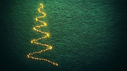 Obraz premium Christmas tree lights decoration forming fir shape on green background