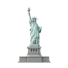 Fototapeta premium 3D front view illustration of the Statue of Liberty monument isolated on a white transparent background