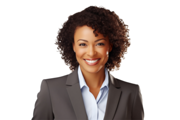 Smiling black business women in suits on transparent background. Rich black women. Business leader. Startup boss. African women. Black woman. Afro american woman. African country. Isolated image. Png 