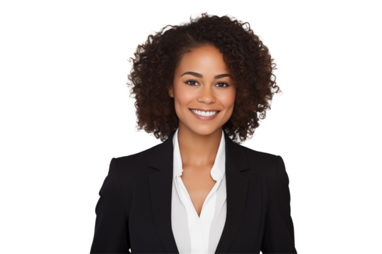 Smiling black business women in suits on transparent background. Rich black women. Business leader. Startup boss. African women. Black woman. Afro american woman. African country. Isolated image. Png 