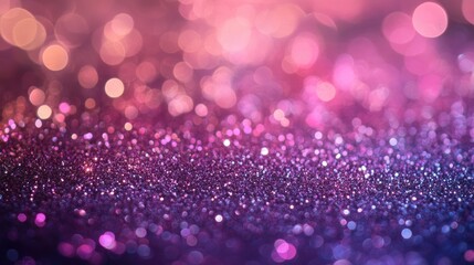 Abstract purple and pink background featuring shimmering glittery lights and soft circular bokeh effects, perfect for enhancing romantic occasions and special events.