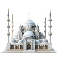 Obraz premium 3D front view illustration of the Sultan Ahmed Mosque monument isolated on a white transparent background