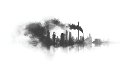 Obraz premium Smoke from the factory, vector illustration, white background