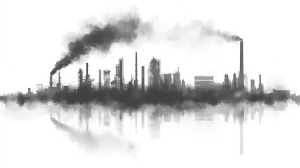 Obraz premium Smoke from the factory, vector illustration, white background