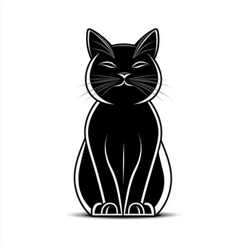 recommend clip art: a minimalist cat clipart, simple outline, black vector, isolated on white background