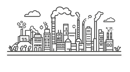 Obraz premium Smoke from the factory, vector illustration, white background