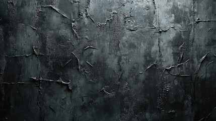 Obraz premium A weathered gray brick wall with deep textures, perfect as a background for urban or industrial-themed visuals.