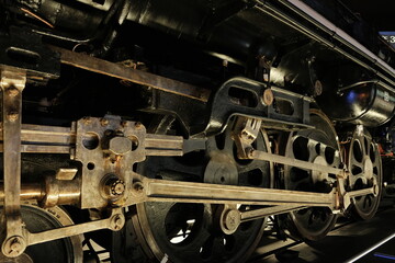 old steam locomotive wheels, close up
