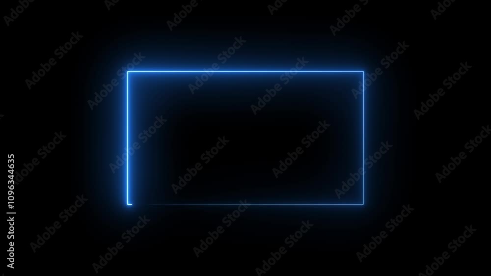 Poster neon line frame. red neon light animated glowing border in the shape rectangle glowing and futuristi