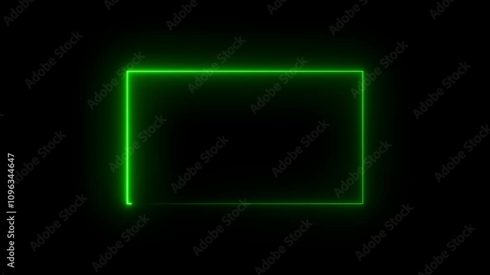 Poster neon line frame. red neon light animated glowing border in the shape rectangle glowing and futuristi