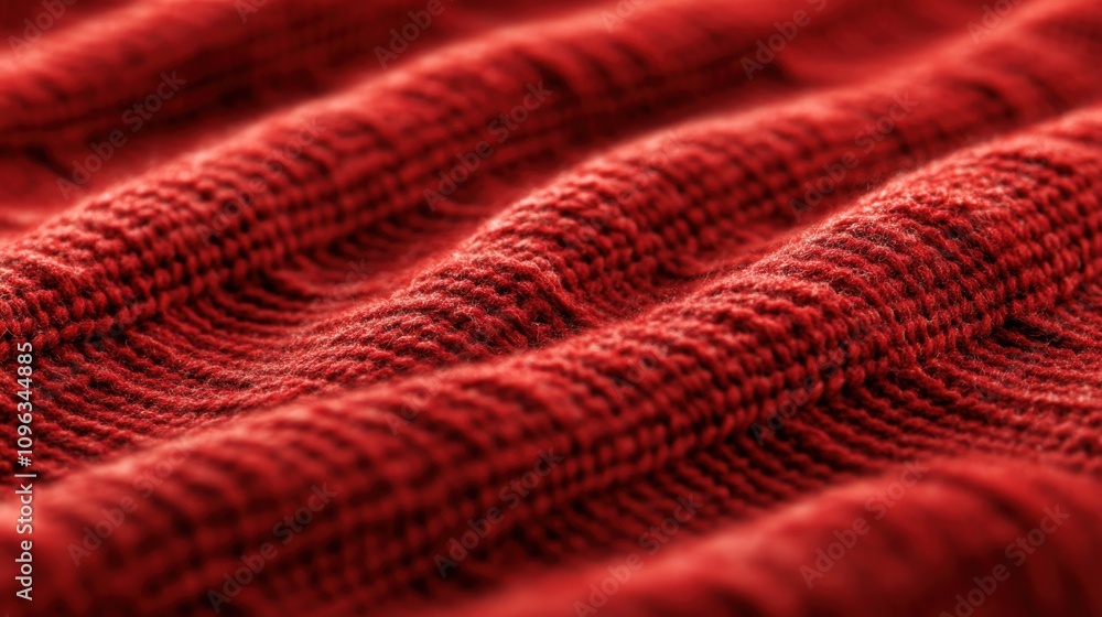 Poster close-up of textured red fabric showcasing intricate patterns and soft fibers.