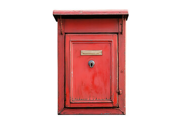 closed red mailbox isolated on white